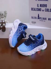 LED Illuminated Breathable Mesh Sports Shoes, Suitable For Boys And Girls - Casual, Shock-Absorbing, All-Season Non-Slip Outdoor Running And Walking Shoes - Royal Blue - View 1