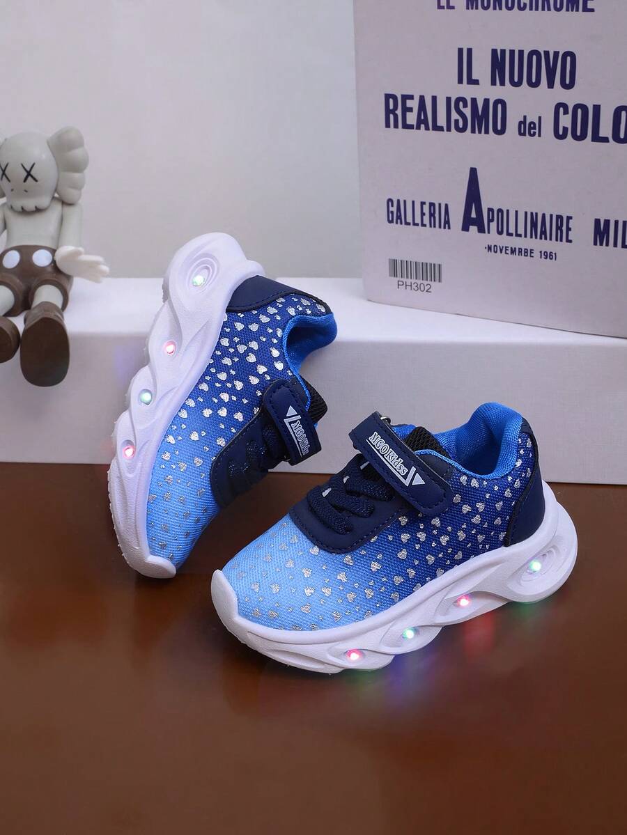 LED Illuminated Breathable Mesh Sports Shoes, Suitable For Boys And Girls - Casual, Shock-Absorbing, All-Season Non-Slip Outdoor Running And Walking Shoes - Royal Blue - View 1