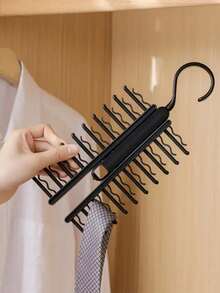 1 pieza Perchero de corbatas, Perchero multifuncional para corbatas, bufandas, cinturones, pañuelos de seda y pajaritas, Perchero de corbatas negro, Organizador, Perchero de ropa, Soporte, Práctico perchero de corbatas negro, Soporte organizador de corbatas y cinturones, Organizador de armario ahorra espacio, Fijador de corbatas y cinturones ahorra espacio, Equipado con soporte giratorio y clips antideslizantes - Negro - Ver 6