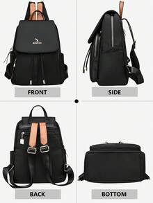 防盗尼龙翻盖背包，女士钱包，多功能时尚日常包，多口袋轻便旅行包，大容量简约背包，便捷背包，适合学生、护士、教师、商务人士、旅行、通勤、购物、办公、约会、徒步、训练、工作，生日礼物、节日礼物，背包 - 彩色 - 查看 7