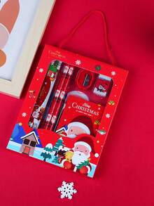 6pcs Christmas Gift Stationery Set - Portable Pencil Case With Santa Claus, Reindeer And Holiday Patterns - Suitable For Students And Office Use - Perfect Christmas Gift, Holiday Design, Durable Plastic, Stationery Gift Box, Calligraphy And Stationery Set, Stationery Countdown Calendar, Christmas Pens, Stationery Set, Pens, School Supplies, School Accessories, Stationery Items - Z - View 11