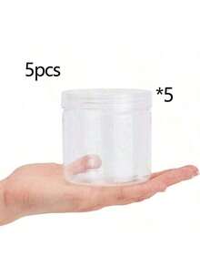 10/5pcs Transparent Plastic Jars With Lids, Round Containers For Slime Storage, DIY Craft Storage, Jewelry Sample Accessory Organizer - White - View 7