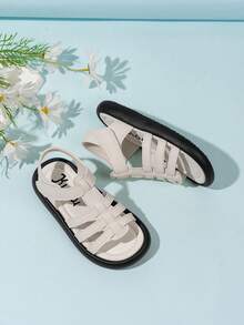 Sandal hở mũi cho bé gái, đế mềm, kiểu dáng công chúa Hàn Quốc thời trang, dễ thương, đa năng cho học sinh mùa hè. - Màu be - Xem 2