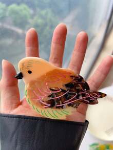 1 pièce Accessoire de pince à cheveux en acétate avec motif animal, nouvelle conception de perroquet, oiseau, nœud, chat. Accessoire de cheveux mignon et élégant pour queue de cheval, chignon, arrière de la tête des femmes. Pince à cheveux élégante et décontractée - Multicolore - Voir 4