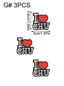 1 Set Of 3/7pcs Black-Red I Love Me, I Love You English Letter Embroidery Patch Cute Cartoon Fashion Polyester Badge Applique DIY Clothing Iron On Patches Sew Accessory Cloth Stickers Suitable For Backpacks, Jeans, Jackets, T-Shirts, Hats, Dresses, Etc - Multicolor - View 16