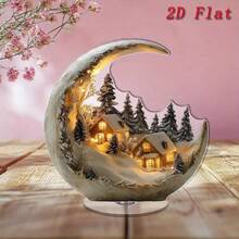 Rotating Acrylic Desktop Decor Ornament, Christmas Snowy Landscape With Santa Claus, No Power Needed - Multicolor - View 9