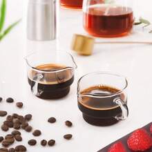 Xícaras de Espresso, Conjunto de 2 Xícaras de 4 Oz com Bico Duplo e Alça, Xícara de Leite de Vidro Transparente, Acessórios Pequenos de Café Espresso