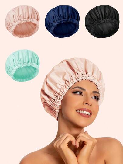1pc Reusable Women's Shower Cap, Large Waterproof Bathing Cap, Washable With Elastic Band, Suitable For Long Hair And Braids