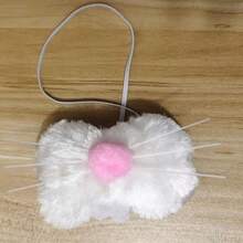 1pc Fluffy Faux Fur Easter Bunny Nose Photo Prop - Soft White Bunny Ears And Pink Nose Tip, Battery-Free, Suitable For Easter Celebrations And Holiday Parties, Bunny Accessories For Halloween & Christmas Occasions: Christmas, New Year, Valentine's Day, Party Events, No Battery Required - View 5