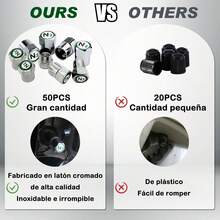 STAYOUNG 50PCS Tapones de Válvula - Tapones Antipolvo para Válvulas de Neumáticos, Latón Cromado, con Símbolo de Nitrógeno N2, para Coches, Motos, Bicicletas y Vehículos Eléctricos (Plateado) - 1 - Ver 2