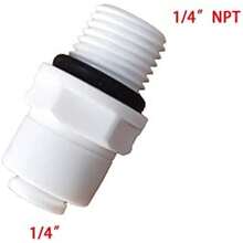 Malida Adaptador de rosca macho para filtro de agua, 5 unidades, 1/4 pulgadas NPT x 1/4 pulgadas OD, conector rápido, polipropileno - / - Ver 2