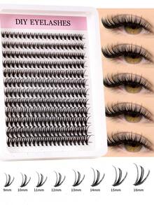 200 件簇状 D 卷睫毛延长，自然且引人注目的效果，DIY 化妆工具，打造浓密睫毛，睫毛簇，睫毛簇，单根睫毛，睫毛，假睫毛