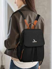 防盗尼龙翻盖背包，女士钱包，多功能时尚日常包，多口袋轻便旅行包，大容量简约背包，便捷背包，适合学生、护士、教师、商务人士、旅行、通勤、购物、办公、约会、徒步、训练、工作，生日礼物、节日礼物，背包 - 彩色 - 查看 4