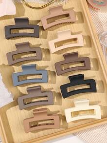 Bộ 10 chiếc kẹp tóc nhựa vuông lớn, thanh lịch, đa năng dành cho nữ, phù hợp sử dụng hàng ngày, dự tiệc, đi làm, đi nghỉ mát. Có thể dùng để tạo kiểu tóc, gội đầu, trang điểm, phối đồ. Phụ kiện tóc phù hợp cho học sinh và nhân viên văn phòng vào mùa thu/đông. - Nhiều màu - Xem 2