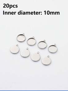 20Pieces 8/10/12/14/16/18/20/25mm Stainless Steel Round Blank Bezel Set, Cabochon Trays Pendant Blanks For Jewelry Making DIY Findings - Silver - View 11