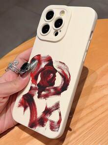 1个极简个性化红色抽象拥抱脸部轮廓图案白色瞳孔全覆盖防震防指纹手机壳，兼容 16/16Pro/16Plus/15/15ProMax/15Pro/11/12/13/14ProMax/11Pro/11ProMax/12Pro/12ProMax/13Pro/13ProMax/14Pro/14ProMax，软壳，高端创意 - 彩色 - 查看 2