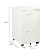 Vinsetto Rolling Filing Cabinet With 2 Lockable Drawers, On Casters, A4 Format, Steel