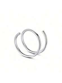 Set Cincin Hidung Lingkaran Ganda Lubang Tunggal Modis 1/3/5pcs, Cincin Hidung Multiwarna Stainless Steel, Perhiasan Tindik Tubuh untuk Pria & Wanita - MultiWarna - View 12