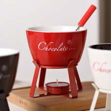 1pc Ceramic Chocolate Melting Pot - Multifunctional Chocolate Fondue And Cheese Warmer, Suitable For Melting Chocolate, Butter, Cheese, Kitchen Gadget - Multicolor - View 6