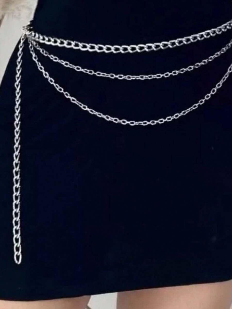 Two-Chain Belt, Aluminum, Metal. - 銀色 - 查看 1