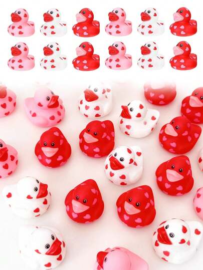 3pcs Valentine's Day Rubber Ducks, Bathroom Shower Accessories, Heart-Shaped Ducks, Mini Rubber Ducks, Valentine's Day Gifts, Classroom Exchange Prizes, Pink, Red, White Squeaky Rubber Ducks, Car Decor Gifts, Valentine's Day Party Favors, Ideal Party Gifts, Valentine's Day And Birthday Gifts, Home & Office Supplies, Valentine's Day Party Supplies, Event Exchange Gifts, Carnival Rewards, Summer Beach Pool Activities, Gift Bag Fillers, Classroom Rewards