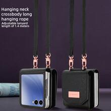 VIETAO 带挂绳的仿皮钱包式手机壳，带卡槽，兼容三星 Galaxy Z Flip 3 5G、4、5、6、7 - 黑色 - 查看 4