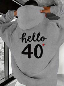 Sudadera con capucha de patrón de corazón para el 40º cumpleaños para hombres - Sudadera casual roja, ajuste holgado con bolsillos, lavable aáquina para uso al aire libre en otoño e invierno, sudadera de tela no elástica - Negro - Ver 9