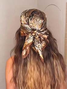 1pc New Bohemian Style Paisley Print Bandana, Women's Fashion Head Scarf/Shawl For Sun Protection, Suitable For Everyday And Vacation Wear, Spring/Summer Hair Scarf Fall Winter Headbands For Women Hair Band Hair Accessories For Women - 綠色 - 查看 2