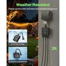 BN-LINK Temporizador de cuenta regresiva fotoeléctrico resistente al agua de 24 horas para exteriores (cuenta regresiva de 2, 4, 6 u 8 horas) 3 tomacorrientes con conexión a tierra Control remoto - Fotocélula - Ver 5