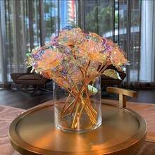 5pcs/10pcs Girl Birthday Gift Living Room Decoration Valentine's Day Proposal Decoration Artificial Flower Crystal Luminous Rose, Party Decor, Romantic Proposal, Decorative Accents, Festive Arrangement, Glowing Roses, Highquality Artificial, Wedding Decor, Wedding Decorations - Multicolor - View 9