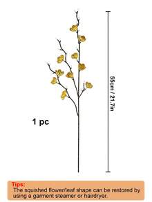 4/8支人造金梅花，21.7英寸长人造冬青枝，塑料材质，适用于家居、酒店、办公室、婚礼、派对、花园装饰 - 金色 - 查看 9