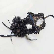 1 Mặt nạ hóa trang dành cho nữ, Mặt nạ che nửa mặt họa tiết hoa ren Venetian, Thích hợp cho vũ hội hóa trang, tiệc tùng, lễ hội, cosplay (Bao gồm lông vũ nhân tạo và hoa giả) - Nhiều màu - Xem 6