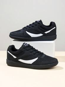 1双男女通用休闲运动鞋，简约时尚，防滑透气，经典系带设计，适合日常、校园、街头穿着，四季皆宜。 - 黑色 - 查看 3