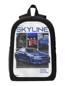 Blue Nissan Skyline Gtr Car All-Match Geometric Pattern Backpack - Lightweight & Fashionable For Every Outfit - 黑色 - 查看 2