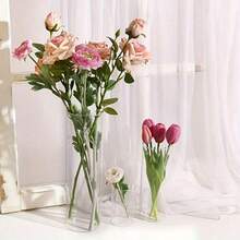1/4pcs Set Transparent Cylinder Vase, Windproof Candle Holder, Modern Floating Candle Wedding Centerpiece, Dining Table Decor Glass Candle Holder - Multicolor - View 4