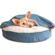 ASFurhaven Cama ortopedica Redonda para Perros medianos y pequeños de 26 Pulgadas con Funda extraible Lavable para Perros de hasta 30 Libras Sherpa y Gamuza Azul 26 Pulgadas - Espumaortopdica - Ver 5