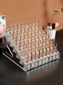 Suporte de Exposição Transparente de Acrílico para Esmalte de Unha; Suporte de Exposição em Degraus de Sombra para Olhos com Almofada de Ar para Cosméticos.