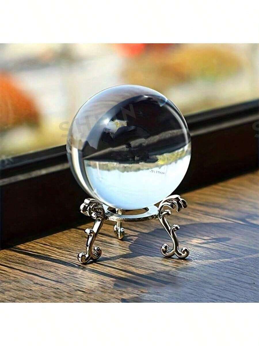 1pc Handmade Clear Glass Ball, Creative Photography Prop, Crystal Ball Decor, Suitable For Christmas Decoration, Home Decor, Party Decor, Thanksgiving Gift
