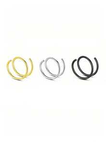 Set Cincin Hidung Lingkaran Ganda Lubang Tunggal Modis 1/3/5pcs, Cincin Hidung Multiwarna Stainless Steel, Perhiasan Tindik Tubuh untuk Pria & Wanita - MultiWarna - View 11