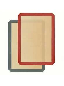 2片装可重复使用硅胶烘焙垫 - 不粘烘焙垫 - 便捷烘焙用品 - 16.5英寸 x 11.6英寸硅胶烘焙垫 - 烤箱烘焙垫