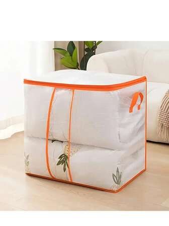 1pc Extra Large Clear PVC Storage Bag, For Seasonal Bedding Organizer With Fixed Handle, Big Capacity Blanket Storage Box, Suitable For Student Dorm Clothes And Bedding, Under Bed Storage Bag