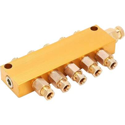 EstiloDistribuidor de Aceite de Latón Mesa de Aceite Lubricante Ajustable de 5/6 Vías Separador de Pistón Lubricante de Latón, de Lubricación de Válvula Divisora​​ (#1)Versión mejorada