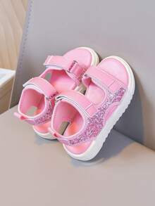 Fashionable Sequin Girls Sandals, Summer Children Beach Shoes, Girls Open Toe Princess Shoes - Pink - View 6