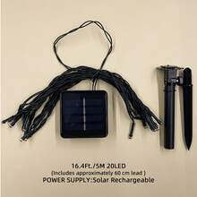 1串 20/50/100/200 LED 5米/7米/12米/22米太阳能灯串，8种照明模式，适用于花园、庭院、草坪、小路、节日、万圣节、树木、婚礼、庭院、围栏、派对、露营 [太阳能供电] - LED燈串 - 查看 22