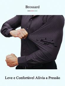 Men's Slim Fit Luxury Dress Shirt With Elastane, Wrinkle-Free Knit | Stylish Breathable Plaid Shirt | Elegant Slim Fit And High-Quality Fabric | Soft And Breathable | Imported Product - Roxo - 查看 4