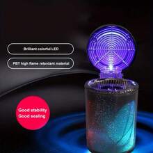 LED Lighted Car Ashtray With Sealed Cover, Multifunctional Car Cup Holder, Air Vent Ashtray, Trash Can, Car Interior Decor - A - View 3