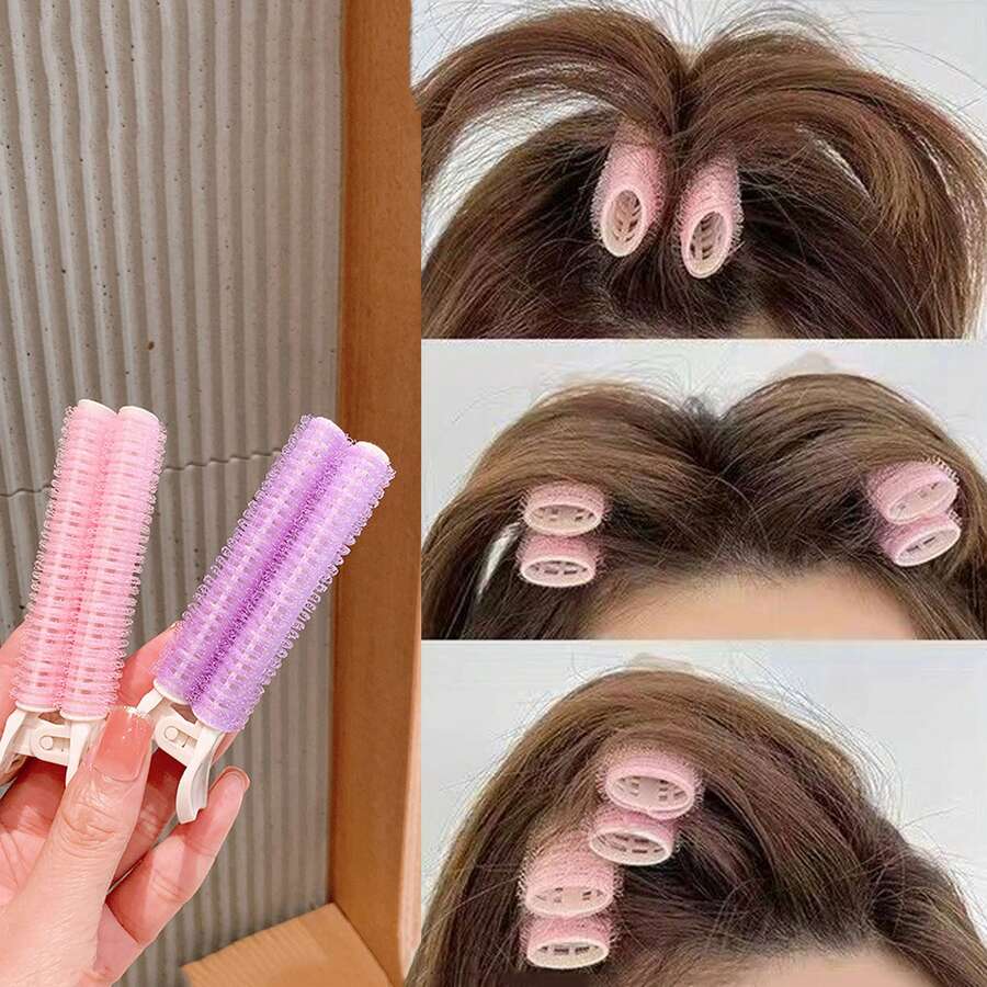 2个刘海和发根蓬松发夹，打造慵懒发型/卷发棒配件，无需加热的卷发器，蓬松发夹，无需加热的造型工具，慵懒发夹卷发管（不可用于直接卷发，仅用于固定发型） - 彩色 - 查看 1