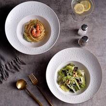 仏風スープ皿、高級創作ホテル麦わら皿、洋風スープ皿、パスタ皿、深皿、白洋食皿 - 10インチの斜めのボウル - チェックする 6