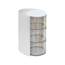 1pc Rotating Desktop Storage Box, Dual Layer Triple Compartment Dust-Proof Hair Clip Organizer - Multicolor - View 8