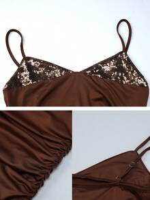 This Fashionable Brown Strapless Backless Sequin Patchwork Bodycon Dress Is Suitable For Summer Wear, Can Be Paired With Various Occasions Such As Daily Life, Cocktail Parties And Gatherings. Summer Dress, Beach Wear, Street Style, Vacation Outfit. - Brown - View 7